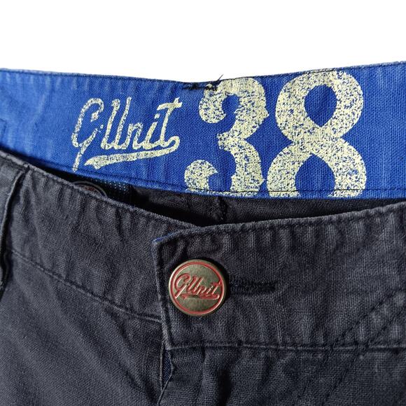 Y2K G Unit Shorts Size 38 Blue Linen Cotton Blend 7 Pockets - Picture 3 of 6